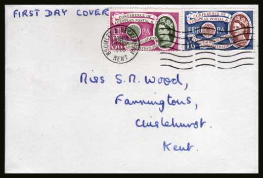 view larger back view image for EUROPA set of two on a hand addressed plain FDC cancelled with a BROMLEY & BECKENHAN ''wavy line'' dated 19 SEP 60
