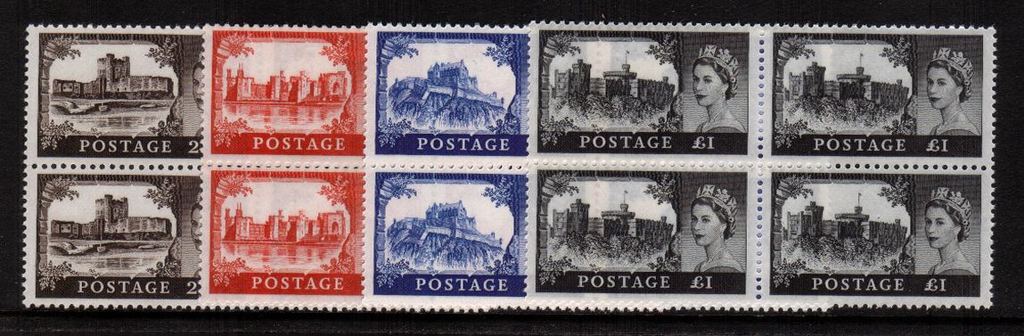 view larger image for SG 759-762 (1967) - ''Castles'' by Bradbury - No Watermark<br/>
In superb unmounted mint blocks of four.