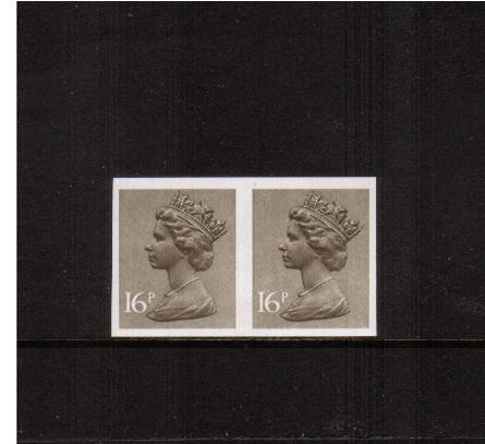 view larger image for SG X949a (1983) - 16p Olive-Drab on Phosphorised Paper<br/>
A superb unmounted mint horizontal <b>IMPERFORATE</b> pair.<br/>SG Cat £125


<br/><b>ERRX</b>