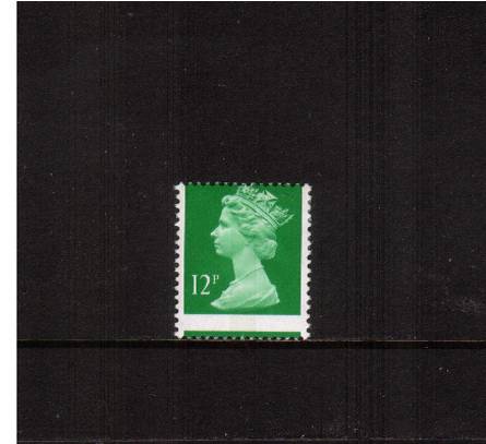 view larger image for SG X896var (1985) - 12p Bright Emerald - Centre Band<br/>
A superb unmounted mint single with large perforation shift.

<br/><b>ERRX</b>