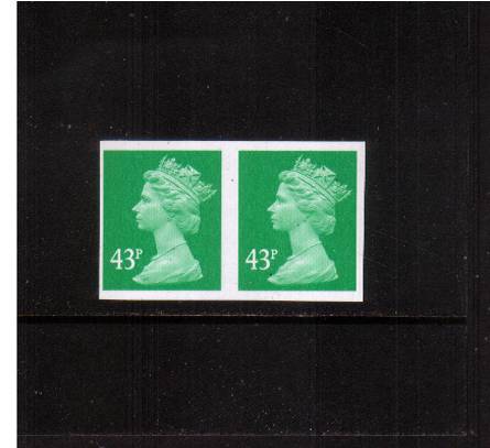 view larger image for SG Y1718a (2004) - 43p Emerald - 2 Bands<br/>
A superb unmounted mint completely impeforate pair.<br/>SG Cat £275
<br/><b>QQC</b>