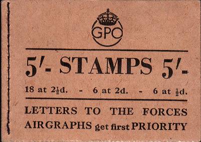 British Stamps George 6th Booklets Item: view larger image for SG BD28-1 (1943) - 5/- Booklet<br/>
Dated September 1943
<br/><b>QJK</b>