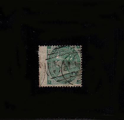 view larger image for SG 90 (1862) - 1/- Green from Plate 2 Lettered ''N-I''
<br/>A fine used wing margined single with some lightly nibbled perfs at left
<br/>SG Cat £300
<br/><b>QEQ</b>