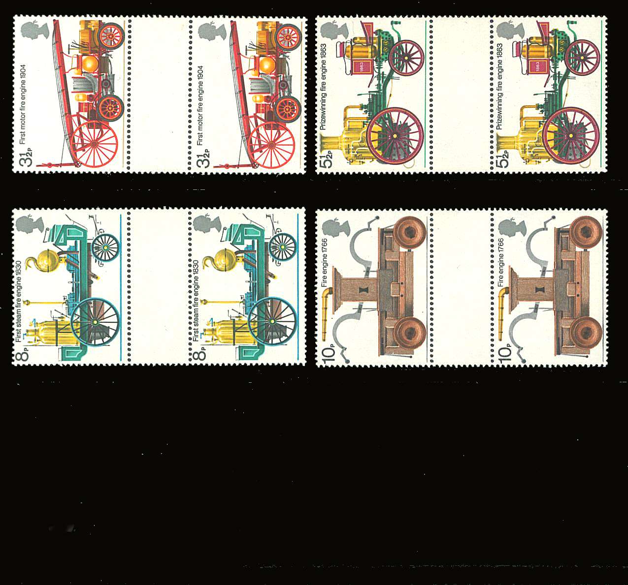 view larger back view image for Fire Prevention set of four<br/>
in unfolded gutter pairs superb unmounted mint