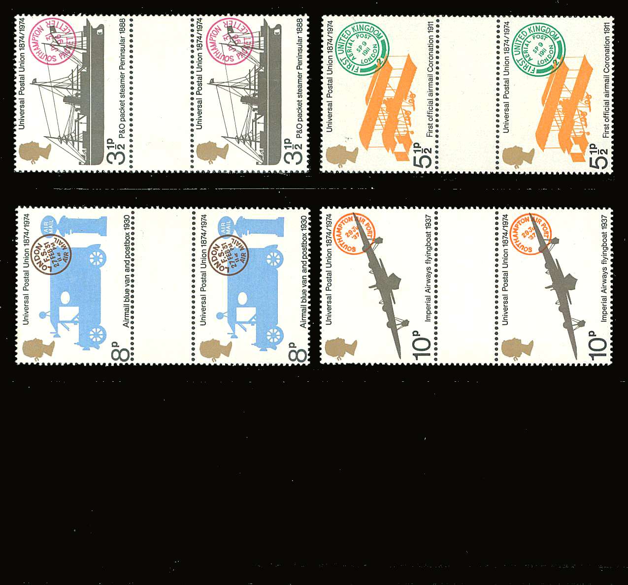 view larger back view image for set of four<br/>
in unfolded gutter pairs superb unmounted mint