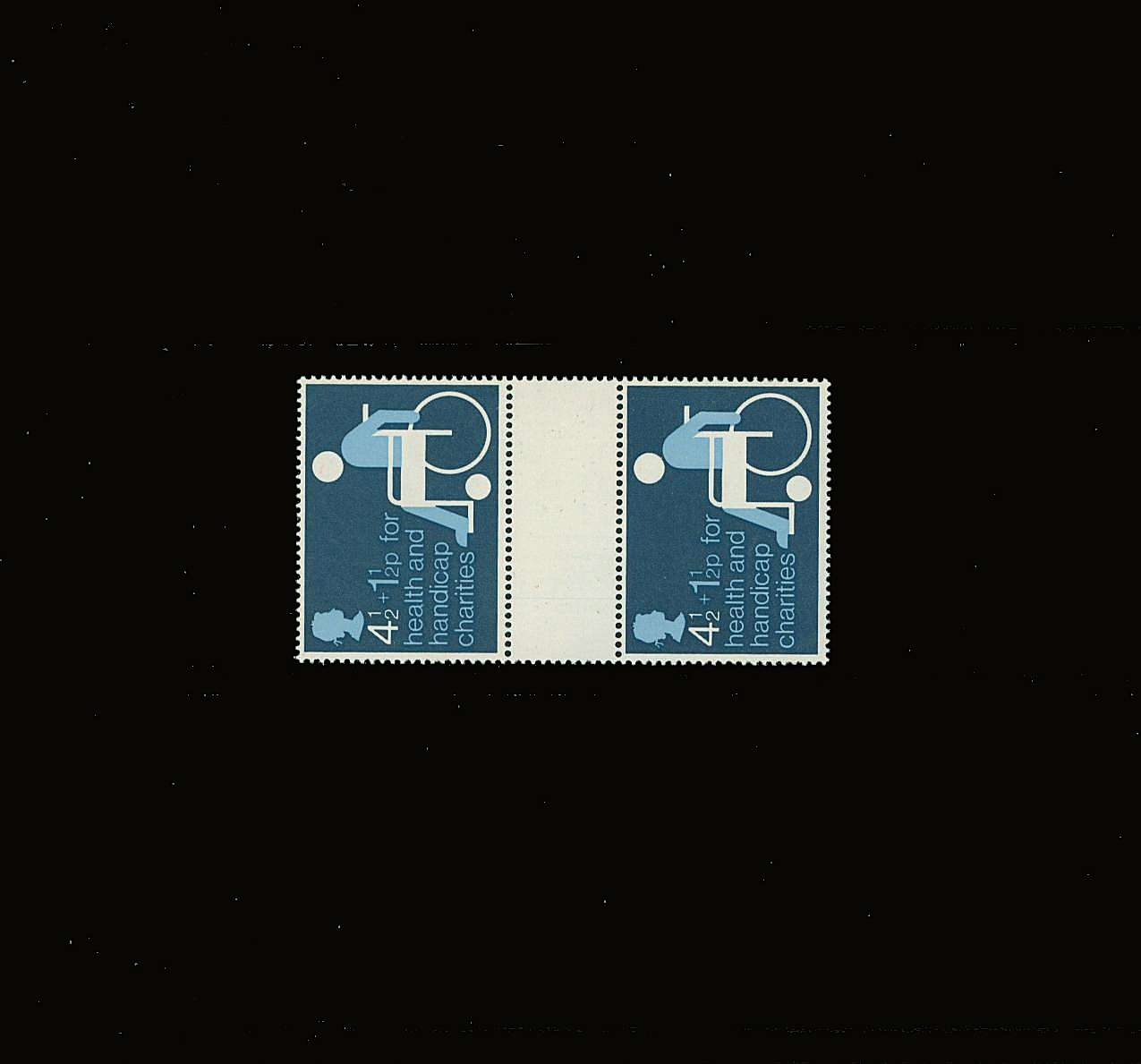 view larger back view image for Health and Handicap funds single <br/>
in an unfolded gutter pair superb unmounted mint.