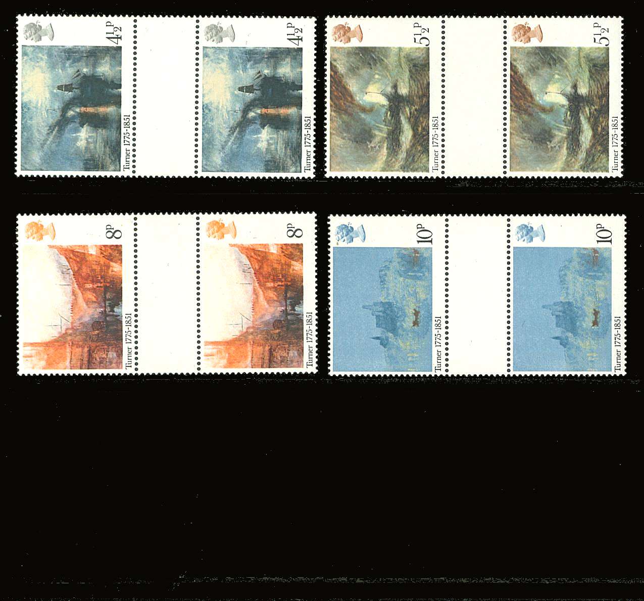 view larger back view image for Bicentenary of Turner  set of four<br/>
in unfolded gutter pairs superb unmounted mint
