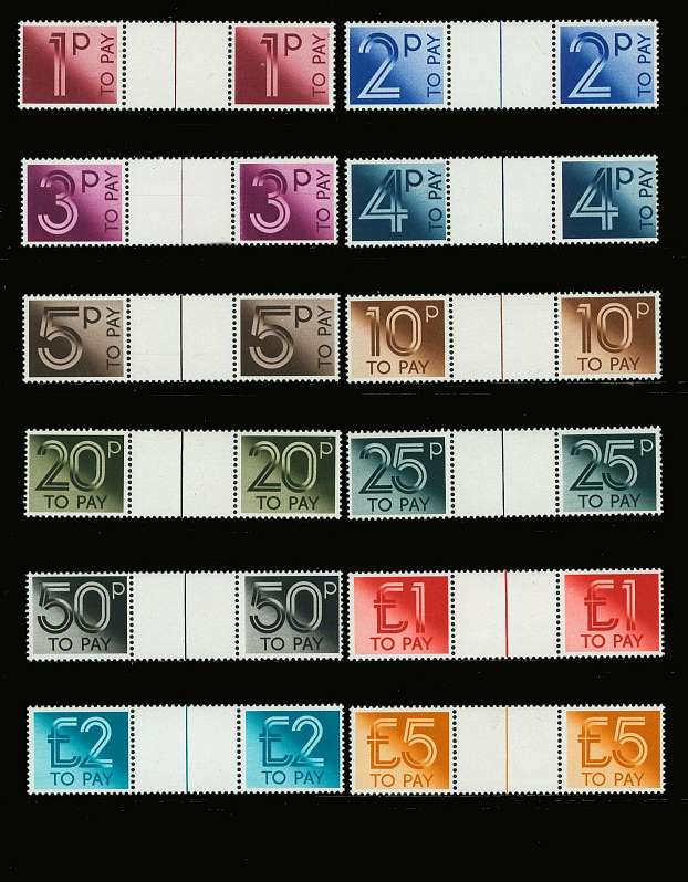 view larger image for SG D90g-D101g (1982) - The Postage Due set of twelve in superb unmounted mint UNFOLDED gutter pairs.<br/> Actually a rare and difficult set to find in gutters!