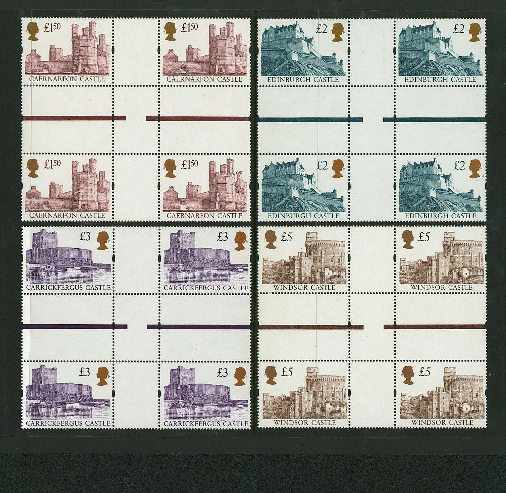 view larger image for SG 1993g-1996g (1997) - The ''Gold Head'' Castles set of four<br/>
Printed by Enschedé<br/>
in unfolded ''Cross Gutter Blocks''<br/>
superb unmounted mint.<br/>
A rare set to find!