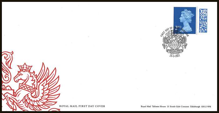 view larger back view image for 2nd Class - Barcoded Security Machin  - on an unaddressed official Royal Mail FDC cancelled with the official alternative FDI cancel for WINDSOR dated 23.03.2021