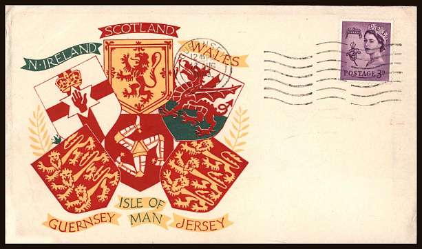 view larger back view image for GUERNSEY - 3d Deep Lilac on a colour printed <b>UNADDRESSED </b>illustrated First Day Cover cancelled with a GUERNSEY ''WAVY LINE'' cancel


 dated 18 AU 58.
<br/><b>ZZB</b>