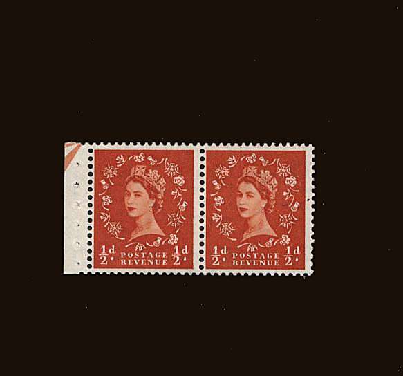 view larger image for SG SB3 (1953) - ½d Orange - Watermark Tudor Crown.<br/>
A superb unmounted mint Booklet pane of two.
