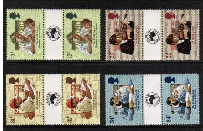 view larger back view image for 50th Anniversary of British Council set of four <br/>with AUSIPEX 84 overprint on gutter superb unmounted mint.