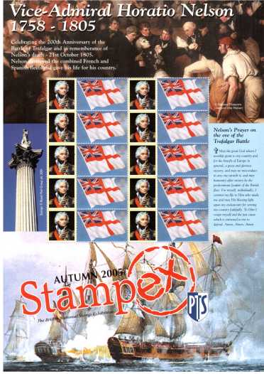 view larger image for STAMPEX 06 (2005) - Autumn 2005 STAMPEX <br/>'Flag' Vice Admiral Nelson