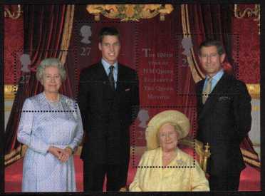 view larger image for SG MS2161 (4 Aug 2000) - Queen Mother's 100th Birthday minisheet