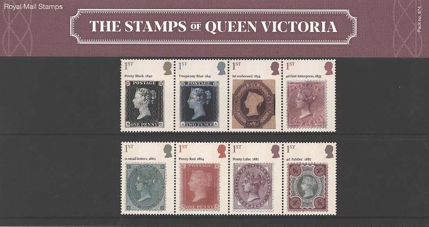 Stamp Image: view larger back view image for The Stamps of Queen Victoria<br/>
Note this pack is double sided set on one side, minisheet on other <br/><br/>
Pack: 674