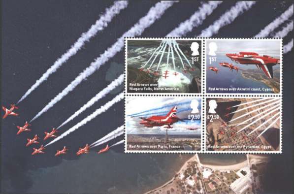 view larger image for SG 5185-5188 (2024) - Red Arrows - 2nd Issue<br/>
Gummed booklet pane of four