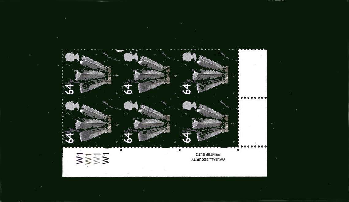 view larger image for SG W86 (1999) - 64p Multicoloured<br/>
in a superb unmounted mint cylinder block of six showing
Cylinder W1 W1 W1 W1