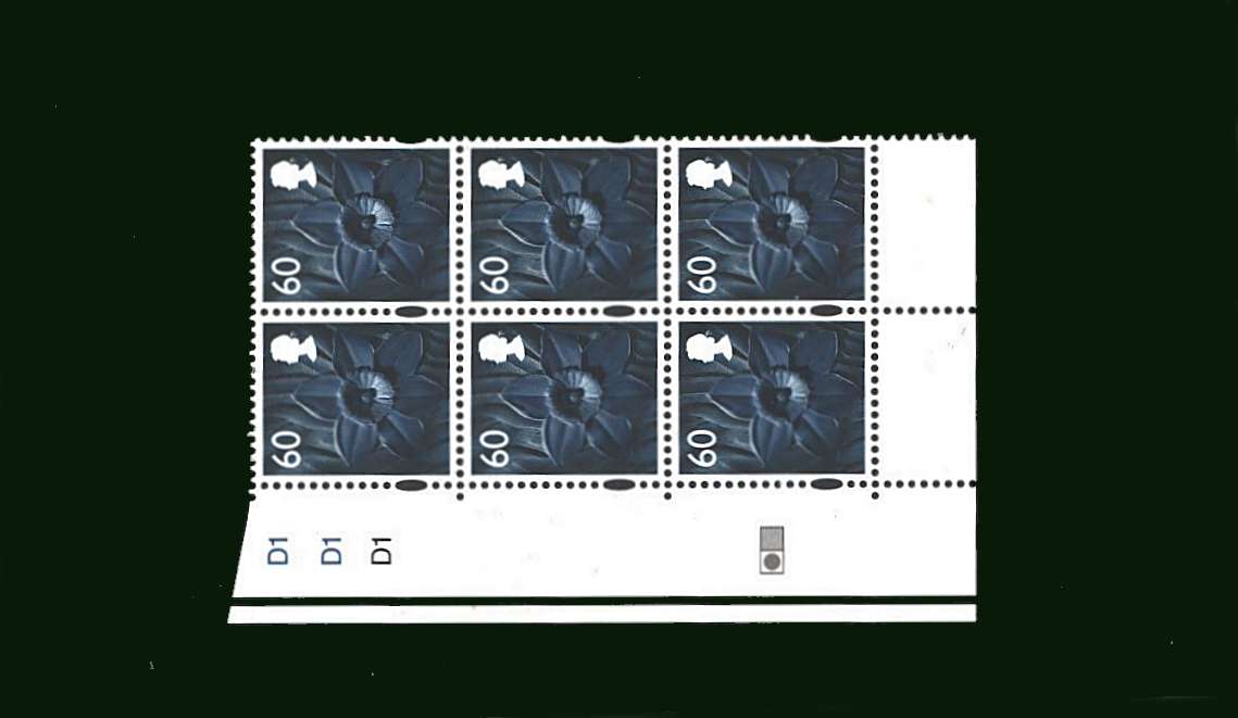 view larger image for SG W107 (30 Mar 2010) - 60p Multicoloured<br/>
in a superb unmounted mint cylinder block of six showing Cylinder D1 D1 D1 D1