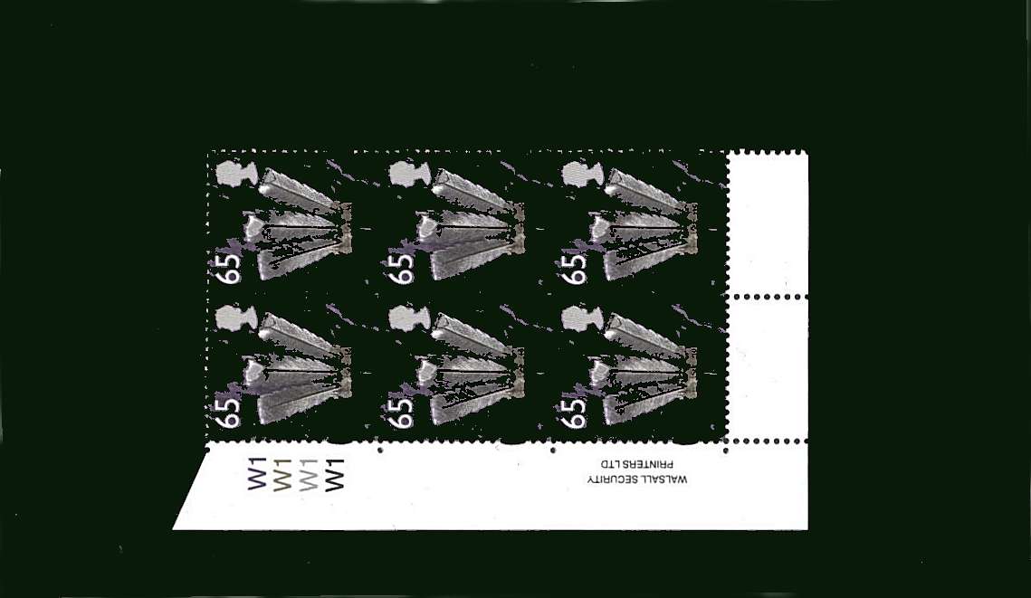 view larger image for SG W87 (2000) - 65p Muticoloured<br/>in a superb unmounted mint cylinder block of six showing Cylinder W1 W1 W1 W1