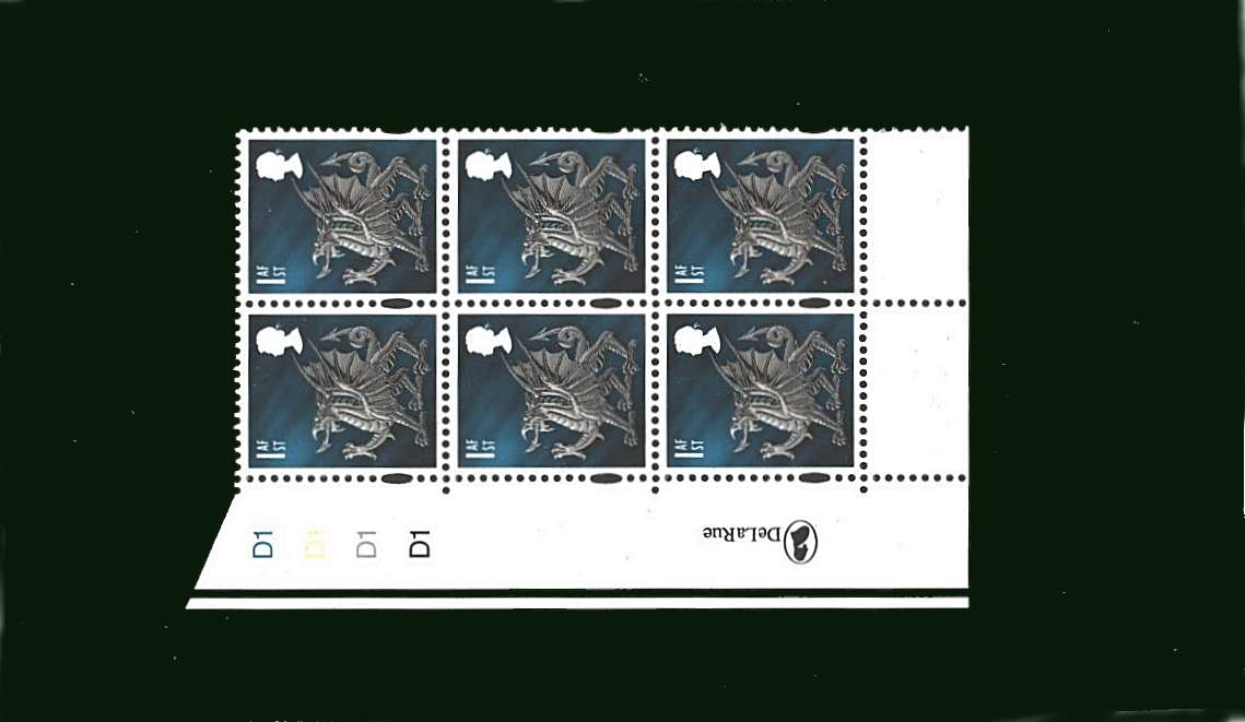 view larger image for SG W99 (14 Oct 2003) - 1st Class<br/>in a superb unmounted mint cylinder block of six showing Cylinder D1 D1 D1 D1