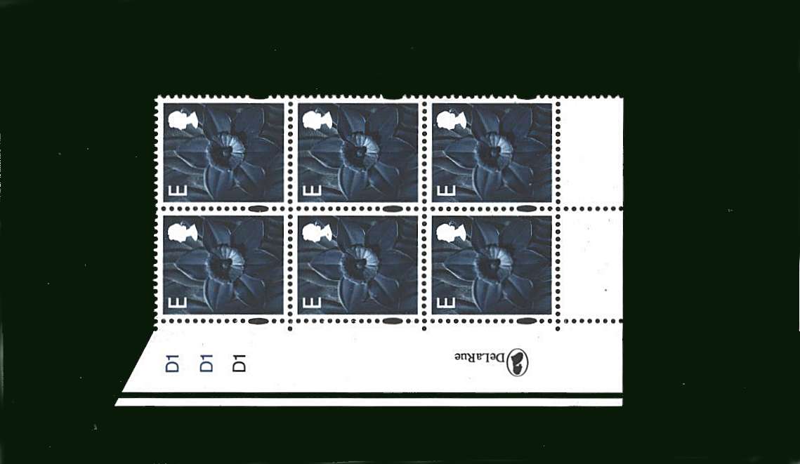view larger image for SG W100 (14 Oct 2003) - 'E' Europe<br/>in a superb unmounted mint cylinder block of six showing Cylinder D1 D1 D1