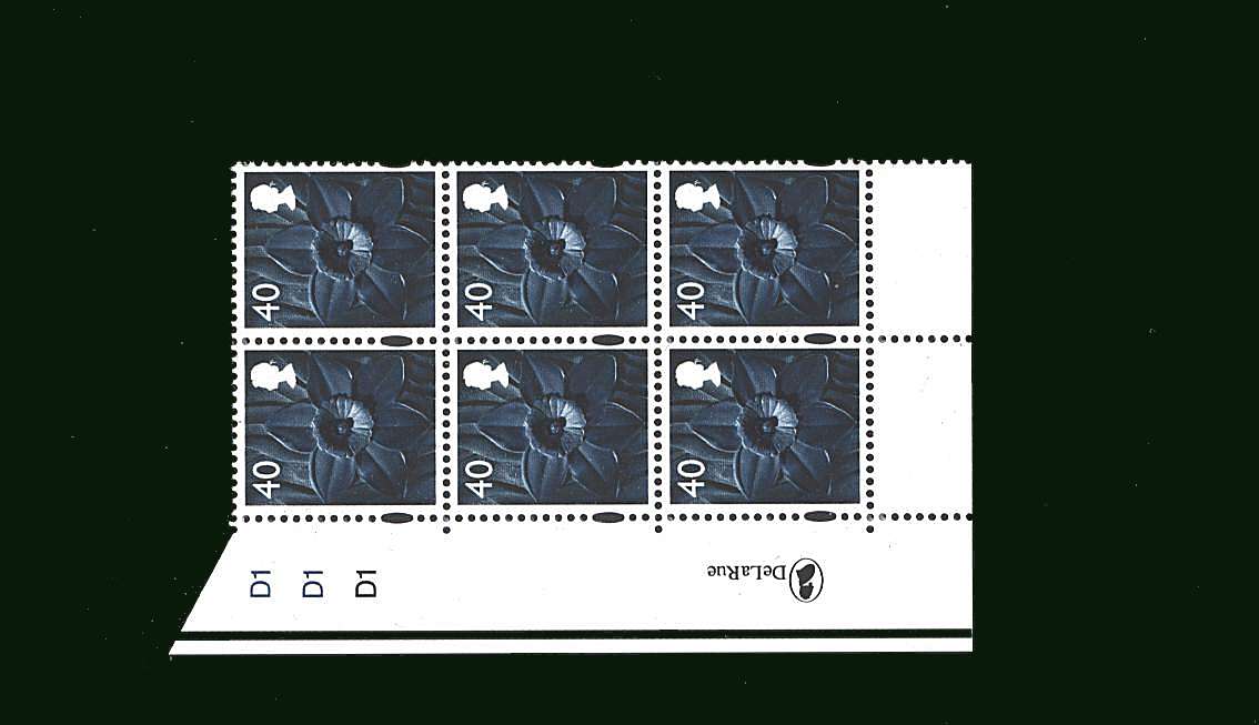view larger image for SG W101 (11 May 2004) - 40p Multicoloured<br/>in a superb unmounted mint cylinder block of six showing Cylinder D1 D1 D1