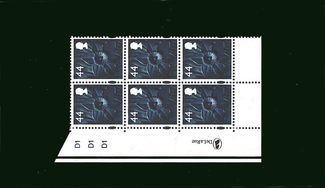 view larger image for SG W103 (28 Mar 2006) - 44p Multicoloured<br/>
in a superb unmounted mint cylinder block of six showing Cylinder D1 D1 D1