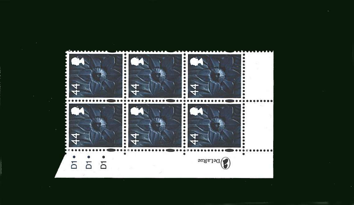 view larger image for SG W103 (28 Mar 2006) - 44p Multicoloured<br/>
in a superb unmounted mint cylinder block of six showing Cylinder D1DOT D1DOT D1DOT