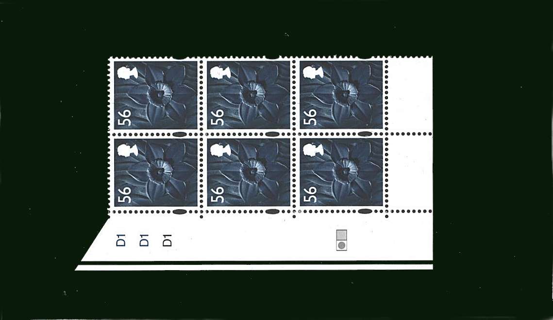 view larger image for SG W106 (31 Mar 2009) - 56p Multicoloured<br/>
in a superb unmounted mint cylinder block of six showing Cylinder D1 D1 D1