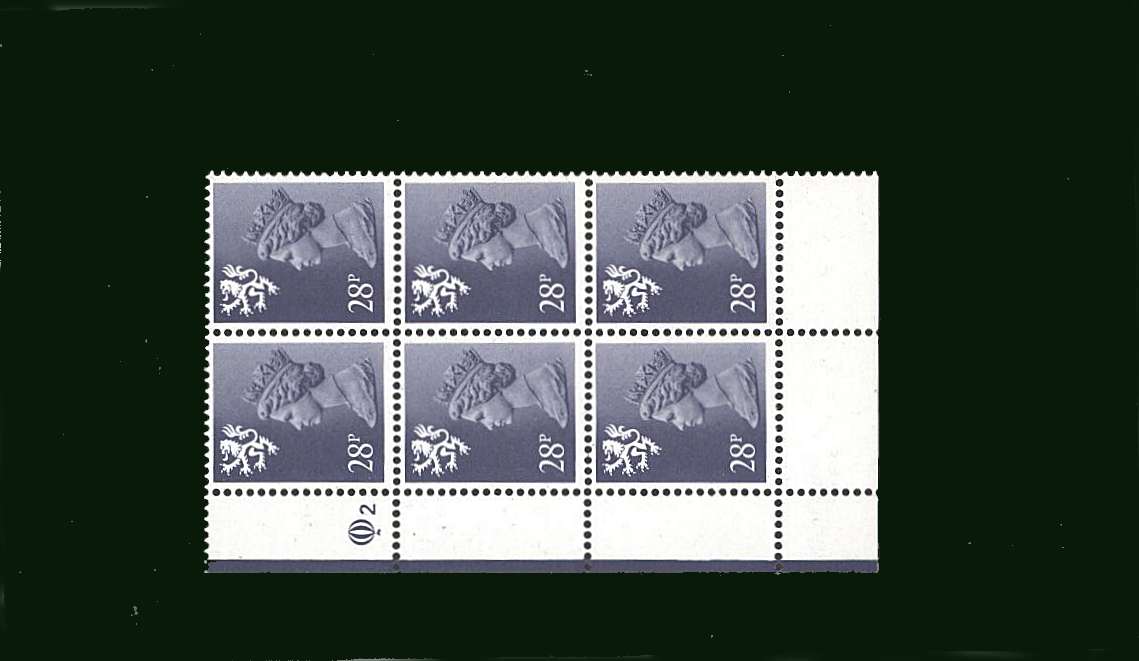 view larger image for SG S50 (1983) - 28p Deep Violet-Blue<br/>in a superb unmounted mint cylinder block of six showing Cylinder 1 NO DOT