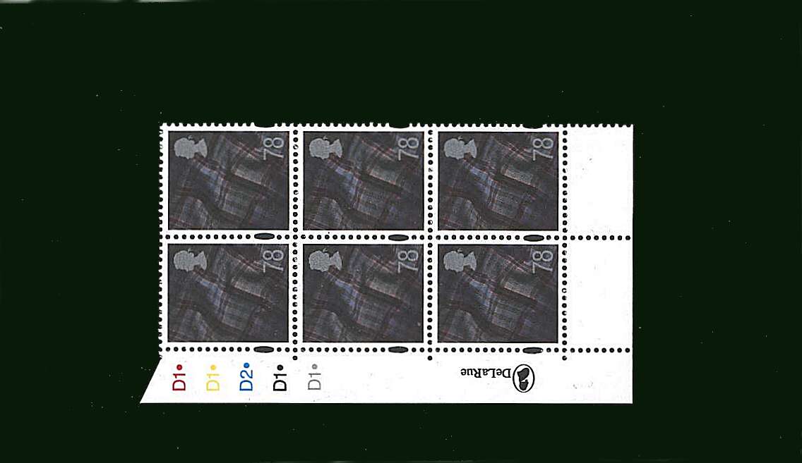 view larger image for SG S121 (27 Mar 2007) - 78p Multicoloured<br/> in a superb unmounted mint cylinder block of six showing Cylinder D1 DOT D1 DOT D2 DOT D1 DOT