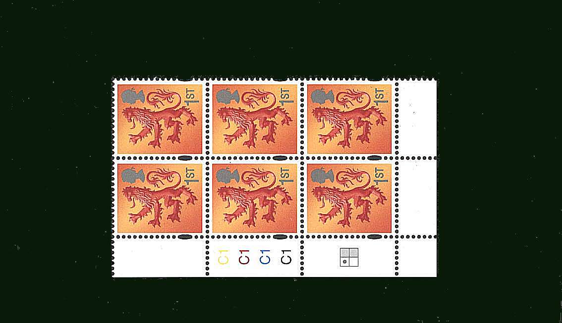 view larger image for SG S131a (19 May 2016) - 1st Class<br/>
Printed by Cartor - Litho<br/>
<b>GREY HEAD</b><br/> in a superb unmounted mint cylinder block of six showing Cylinder C1 C1 C1 C1 C1