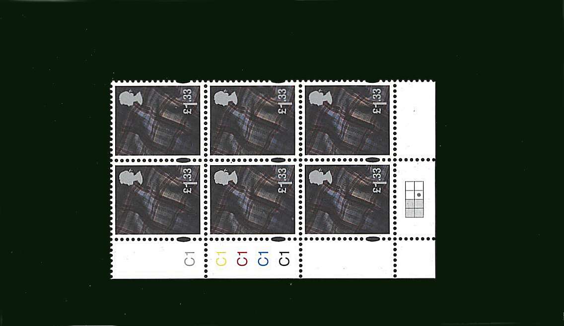 view larger image for SG S144 (24 Mar 2015) - £1.33 Multicoloured<br/>in a superb unmounted mint cylinder block of six showing Cylinder C1 C1 C1 C1 C1
