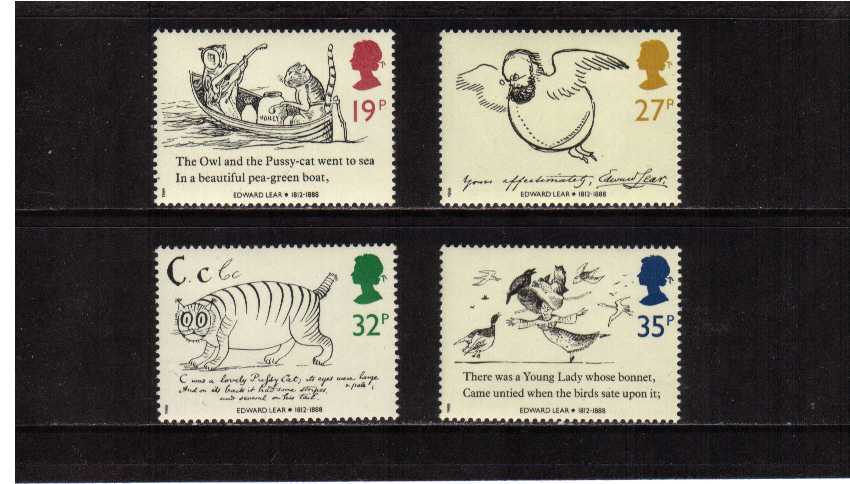 view larger image for SG 1405-1408 (1988) - Death Centenary of Edward Lear set of four