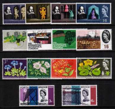 view larger image for Commemorative Year Sets -  (1964) - <BR/>
4 Sets - 14 <b>PHOSPHOR</b> stamps