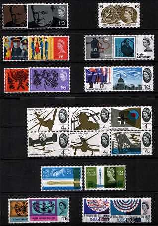 view larger image for Commemorative Year Sets -  (1965) - <BR/>
9 Sets - 23 <b>PHOSPHOR </b>stamps