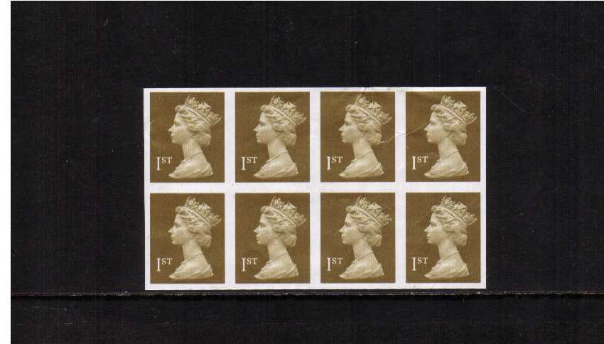 view larger image for SG 1668a (1997) - 1st Class - Gold An unmounted completely imperforate block of eight with a couple of small wrinkles and one major wrinkle. SG Cat £600