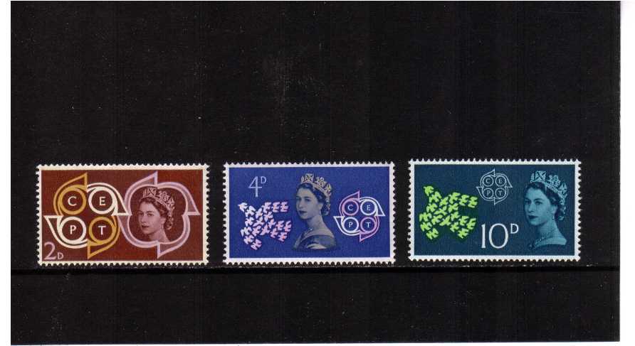 view larger image for SG 626-628 (1961) - EUROPA CEPT Conference set of three