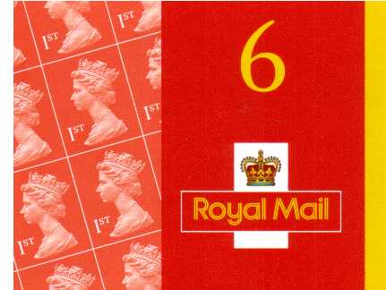 British Stamps Self Adhesive Booklets Item: view larger image for SG MB1 (2001) - 6x1st Class Red - Walsall<br/>Containing 2040x6