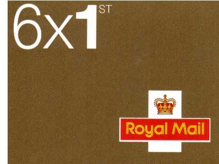 British Stamps Self Adhesive Booklets Item: view larger image for SG MB3 (2002) - 6x1st Class Gold - Questa<br/>Containing 2295x6