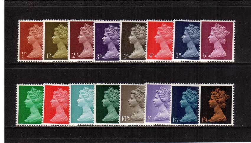 view larger image for SG 723-744 (1967) - Elizabeth II <br/>
 Pre-Decimal Machins <br/>
 Basic Definitive set of sixteen