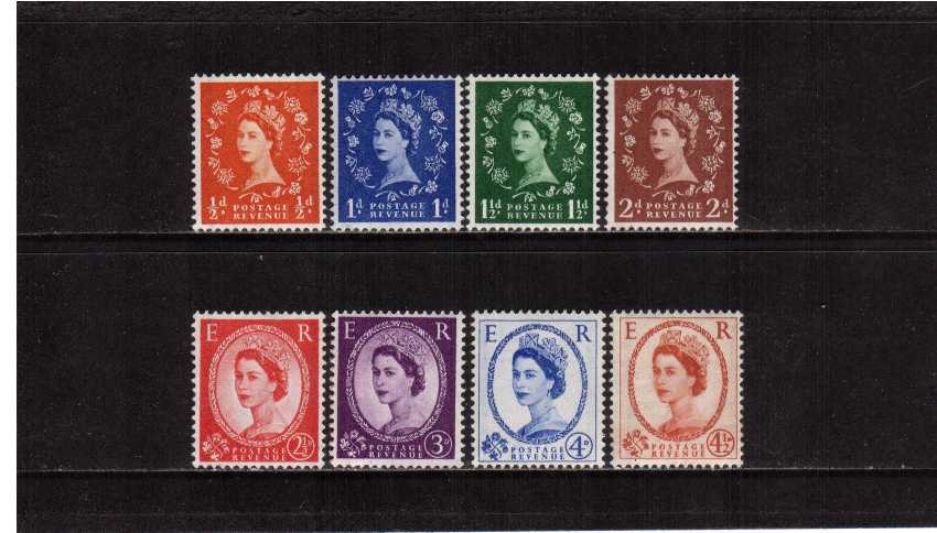 view larger image for SG 587-594 (1958) - Elizabeth II <br/>
Wilding - 2nd Graphite<br/>
Definitive set of eight
