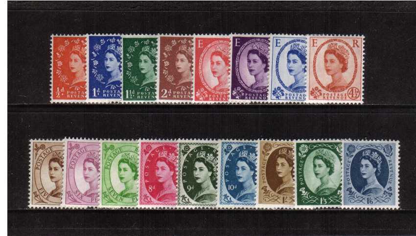 view larger image for SG 570-586 (1958) - Elizabeth II <br/>Wilding - Multiple Crowns Watermark<br/> Definitive set of seventeen