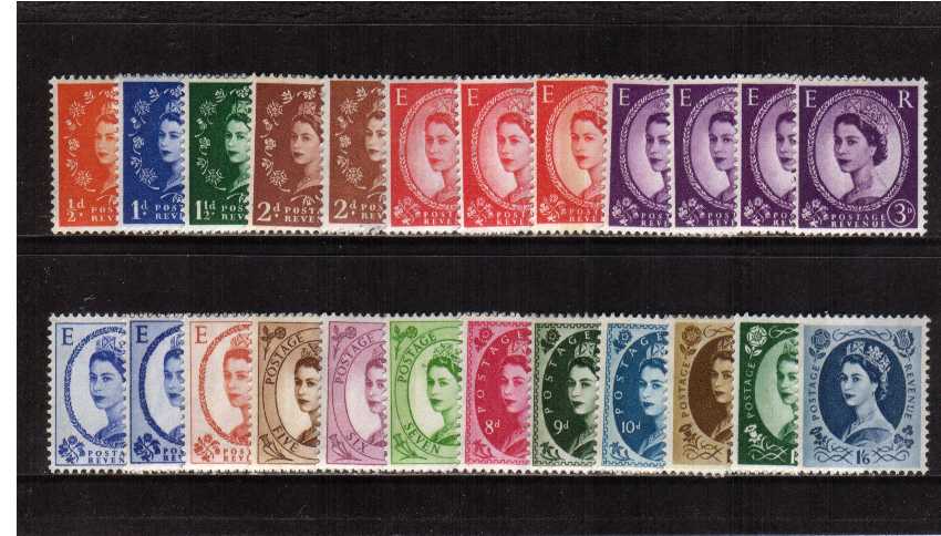 view larger image for SG 610-618a (1960) - Elizabeth II <br/>
Wilding - Multiple Crowns Watermark<br/>
Phosphor Lines <br/>
Full Definitive set of twenty-four