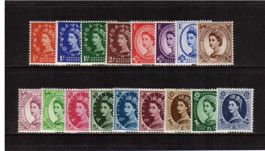 view larger image for SG 515-531 (1952) - Elizabeth II <br/>Wilding - Tudor Crown Watermark <br/>Definitive set of seventeen