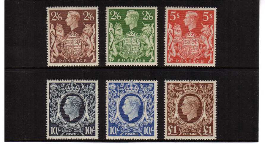 view larger image for SG 476-478b (1939) - George 6th<br/>'Arms' High values Definitive set of six