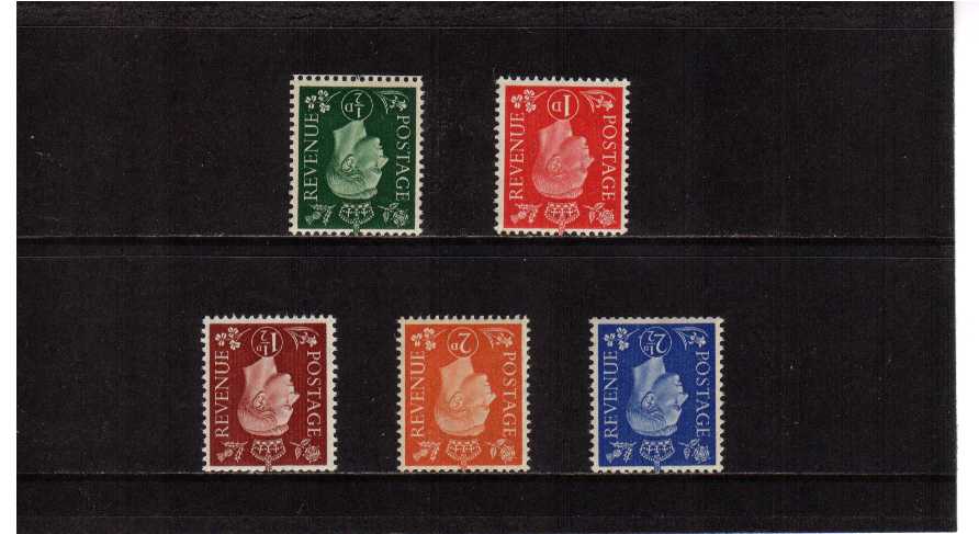 view larger image for SG 462Wi-466Wi (1937) - George 6th <br/>'Dark Colours' Definitive set of five <br/> INVERTED watermark