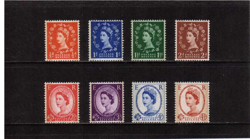 view larger image for SG 599-609 (1959) - Elizabeth II <br/>
Wilding - Phosphor-Graphite<br/> Definitive set of eight