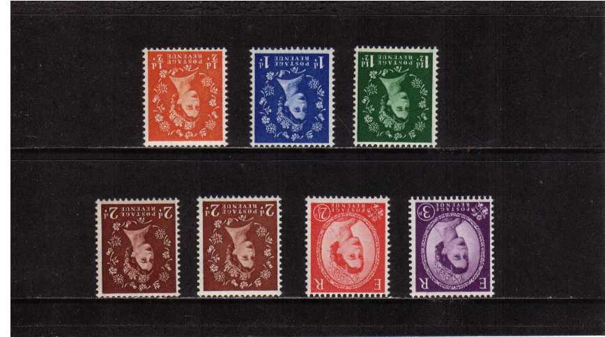 view larger image for SG 540Wi-545Wi (1955) - Elizabeth II <br/>Wilding - Edward Crown Watermark<br/> Definitive set of seven <br/> INVERTED watermark